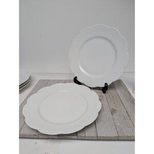 Vintage Haviland White Star Dots Pattern Dinner Plates 9 3/4" Set of 2 France